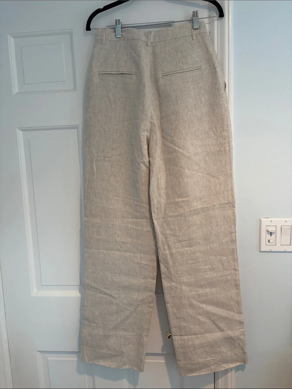 Reformation Neutral Beige Pleated Linen-Blend Chinos
